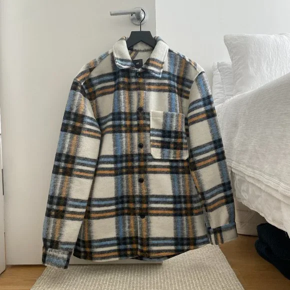 H&m Mens Checked Overshirt Jacket Men Checked Loose Fit Overshirt